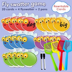 Fly Swatter juego de aprendizaje para niños, juego borrable de doble cara, letras de práctica, números, palabras de Color, palabras de vista