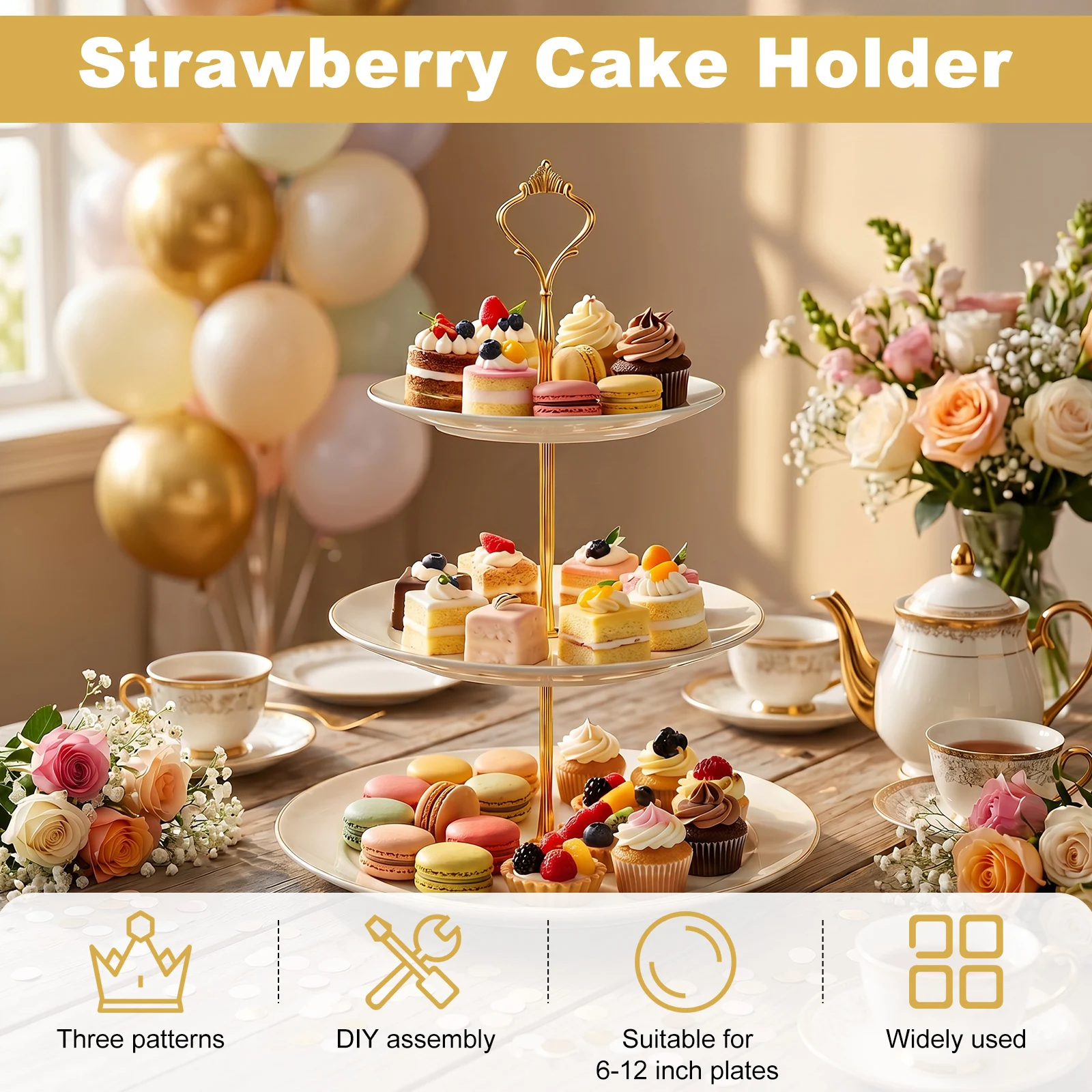 6 Sets 3 Tier Cake Stand Hardware Kit Metal Tiered Tray Hardware Fittings Set for Cakes Wedding Party Dessert Plates
