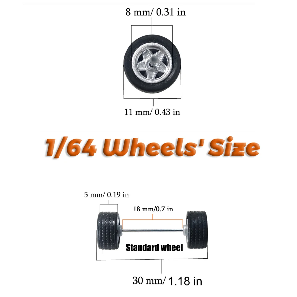Juego De 5 Pares De Ruedas Y Ejes Para Coches RC 1/64 – Neumáticos De Goma Y Ejes Plásticos, Repuestos Para Modelismo Y Personalización De Vehículos
