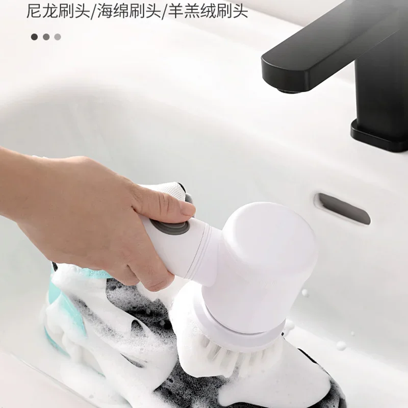 Household electric shoe brush cleaning leather shoe wipe multi-function automatic washing artifact shoe brush