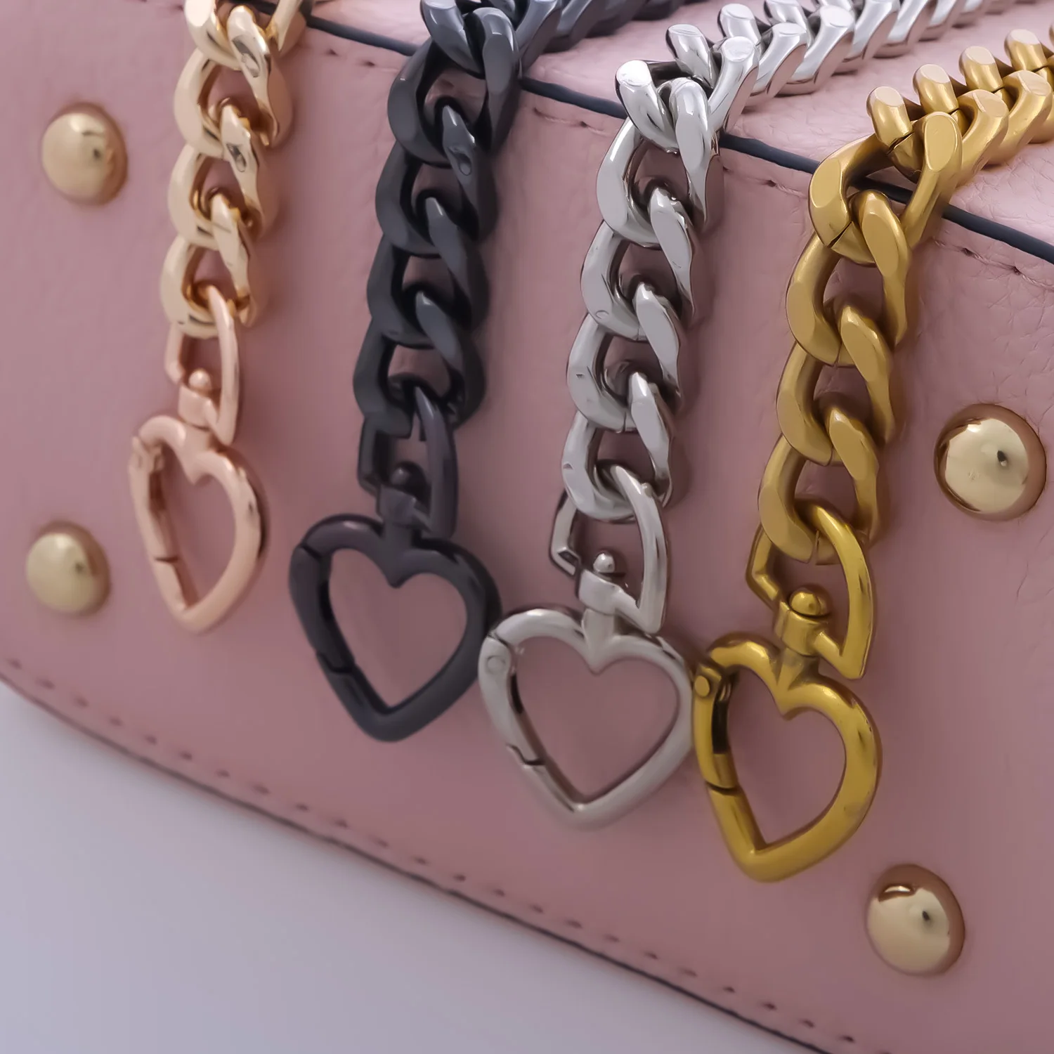 Metal Heart Shape Purse Extender Chain Strap Purse Chain for Accessory Charms, Lengthen Crossbody Shoulder Handbags Strap