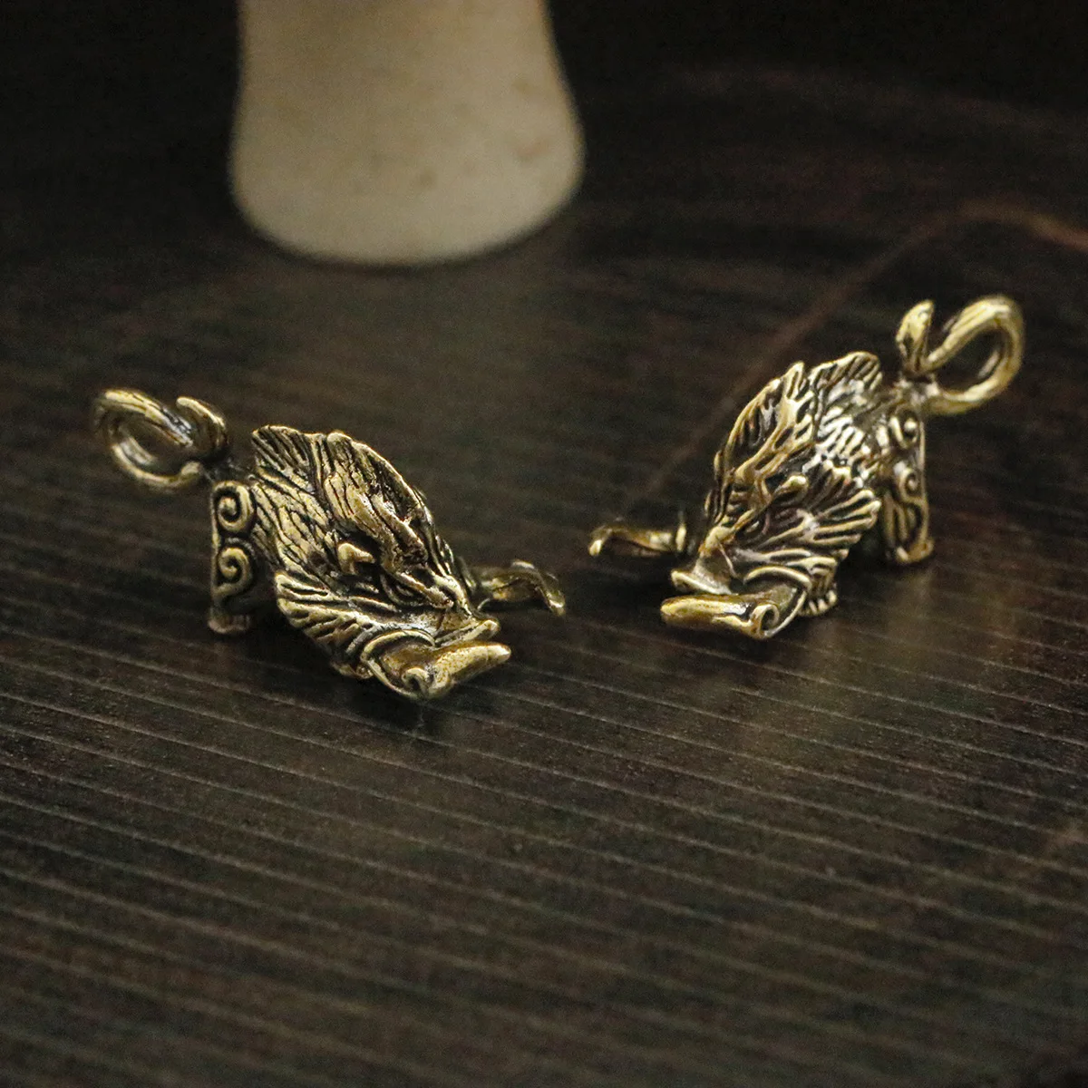 1/2Pcs Brass Vintage Wild Boar Ornament Creative Zodiac Pig Ornament