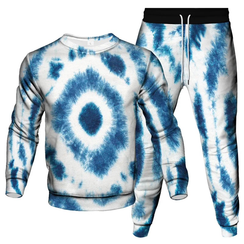 

Tie Dye Vortex Colorful Pattern Printing Men Tracksuit Outdoor Fashion Casual Clothes Suit Jogging Pants Sweatshirt 2 Piece Set