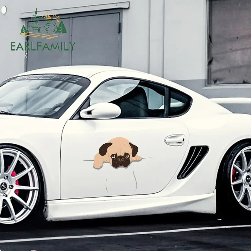 

EARLFAMILY 43cm x 34cm for PUG Car Stickers Waterproof Decal Personality Motorcycle Decals Scratch-Proof For JDM SUV RV