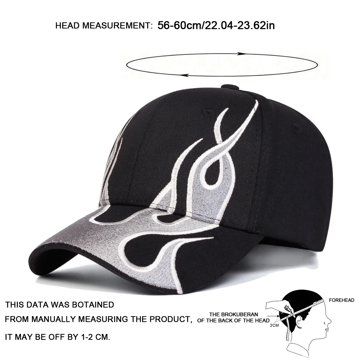 Unisex Flame Embroidery Baseball Caps Spring Autumn Outdoor Sunscreen Hat Adjustable Casual Trucker Hats