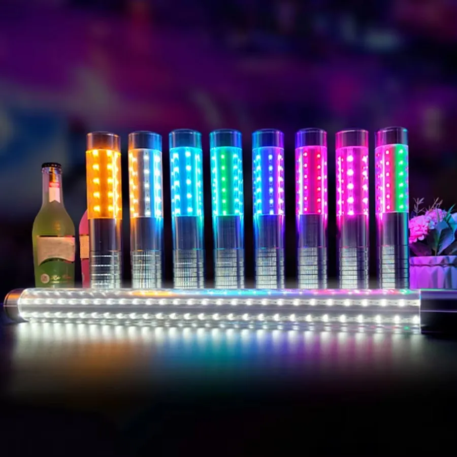 Bar Champagne Bottle Service Light Aluminium Metal Nightclub Led Strobe Baton Flash Stick Electronic Bottle Sparklers For Party