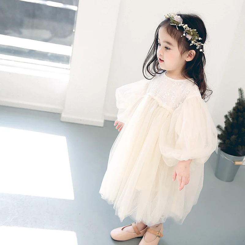 

New Girls Dress Spring Autumn Mesh Fashion Baby Birthday 1st Year Little Princess Dress Elegant Party Performance Kids Clothes