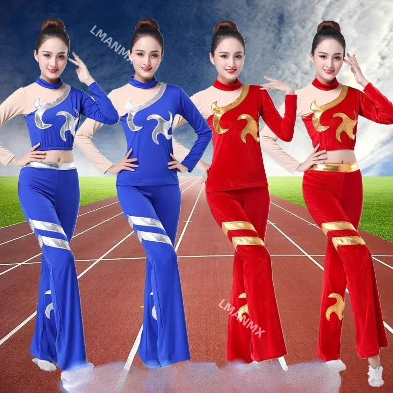 Cheerleading costume women's long sleeved slimming aerobics cheerleading aerobics sports competition set