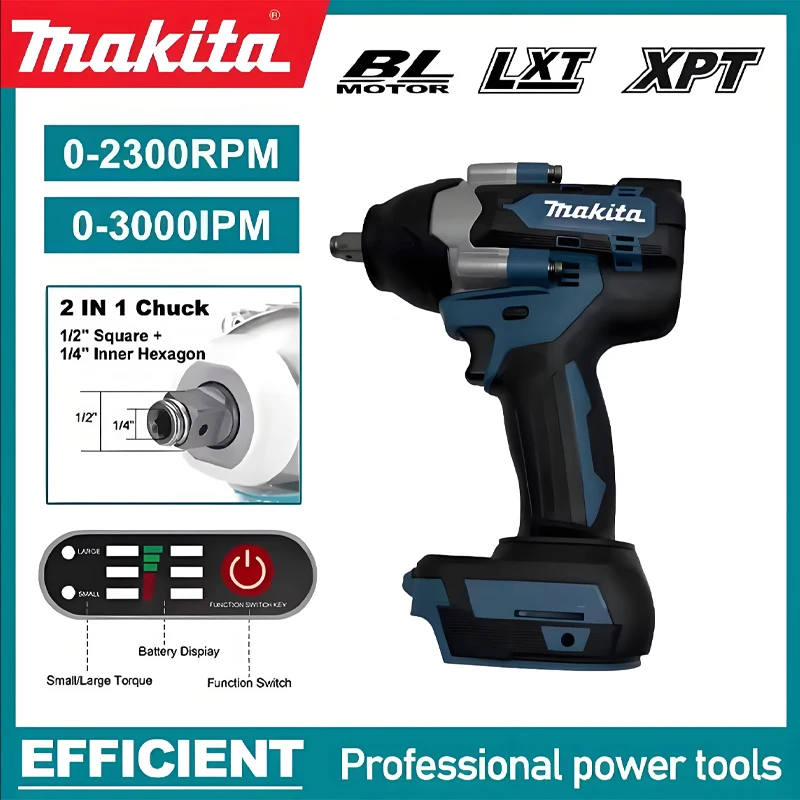

MakitaDTW700 Cordless Impact Wrench 18V Brushless Motor 1200Nm Variable Speed Electric Wrench High Effieiency Durable Auto Stop