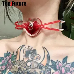 women Men customize Harajuku Goth Punk necklace Blood input original collar rivet steampunk transparent Halloween cosplay choker