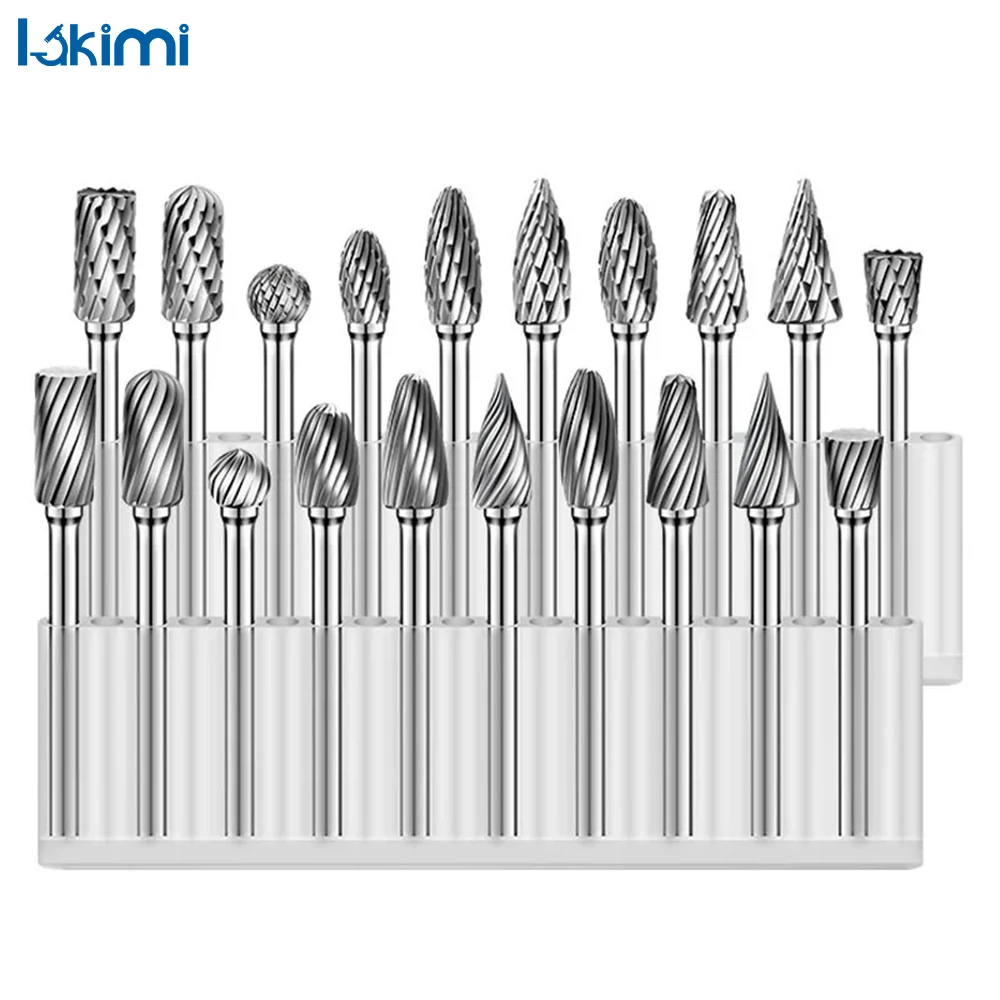 

Rotary Carbide Burr Set - Tungsten Steel For Woodworking Drilling, Metal Carving, Engraving Polishing 1/4" Head Length LK-AA55