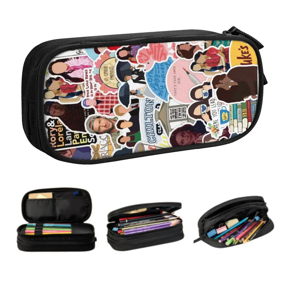 Custom Kawaii Gilmore Girls Graffiti Pencil Case for Girls Boys Large Capacity Pen Box Bag School Supplies
