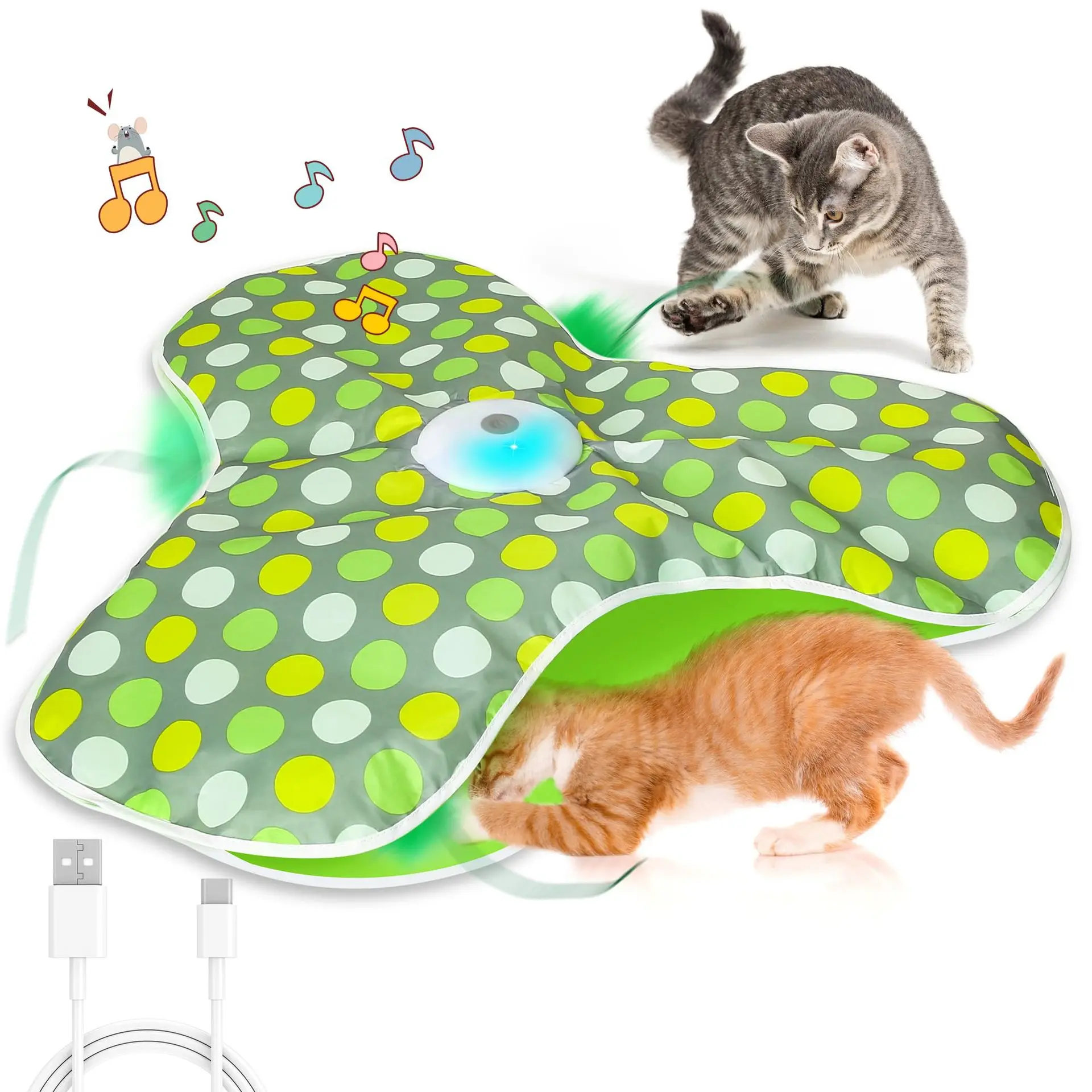 Interactive Cat Toys Hide and Seek Cat Toy with Bird Chirpping Motion Activated Moving Concealed Feathers Cats