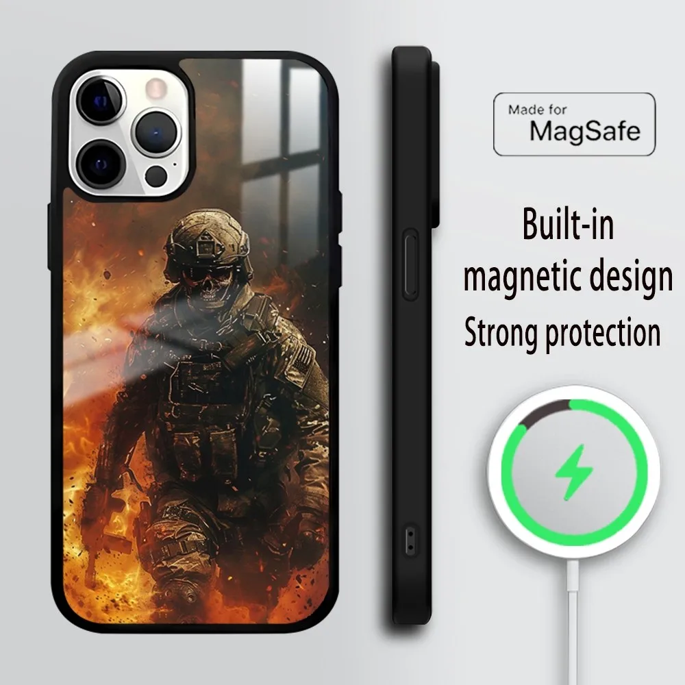 Military Army Special Forces Phone Case For iPhone 16 15 14 13 12 11 Pro Max Plus Mini Mirror Wireless magnetic case