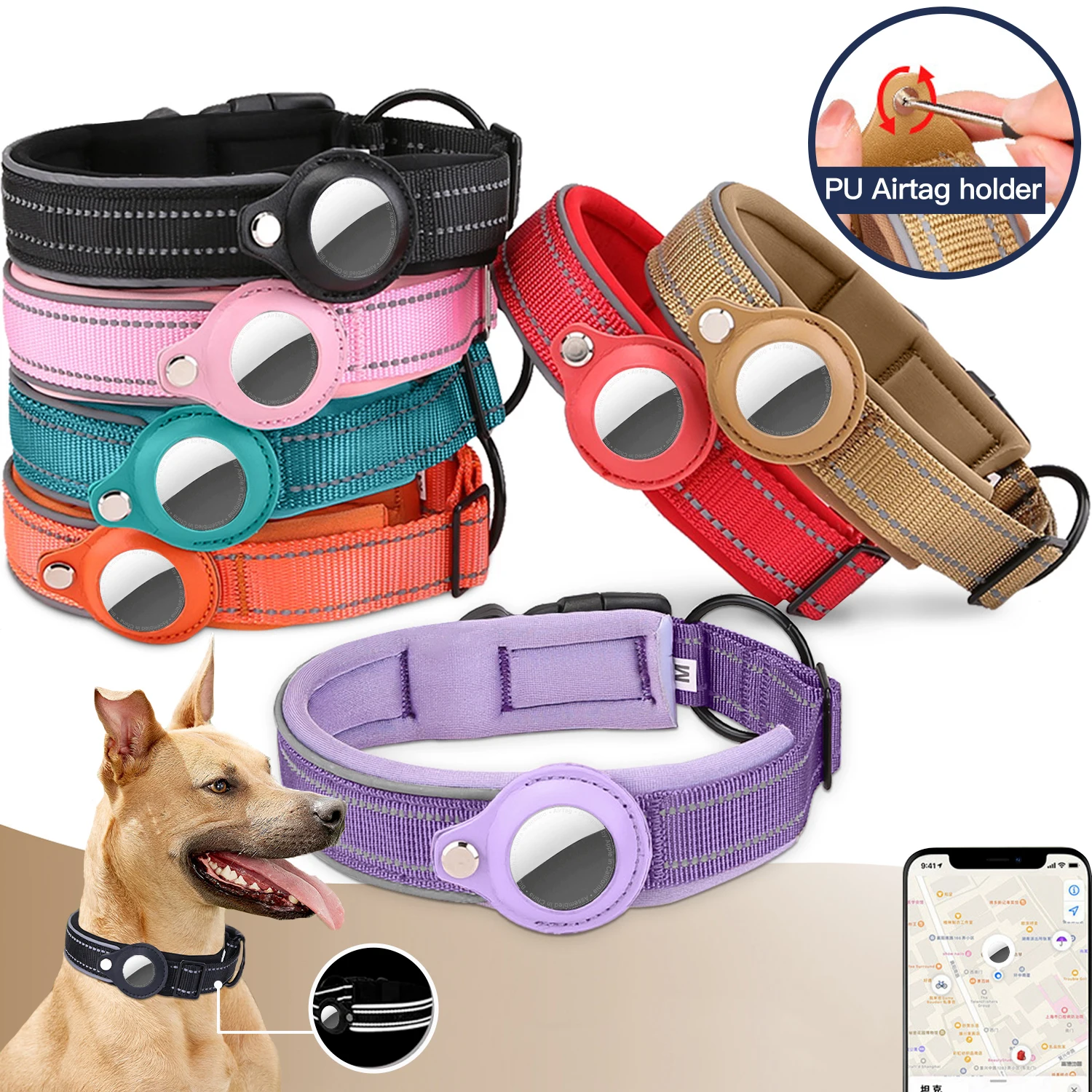 Apple Airtag-Collier anti-perte pour chien, accessoires pour animaux de compagnie, traqueur de protection, localisateur anti-perte, laisse étanche