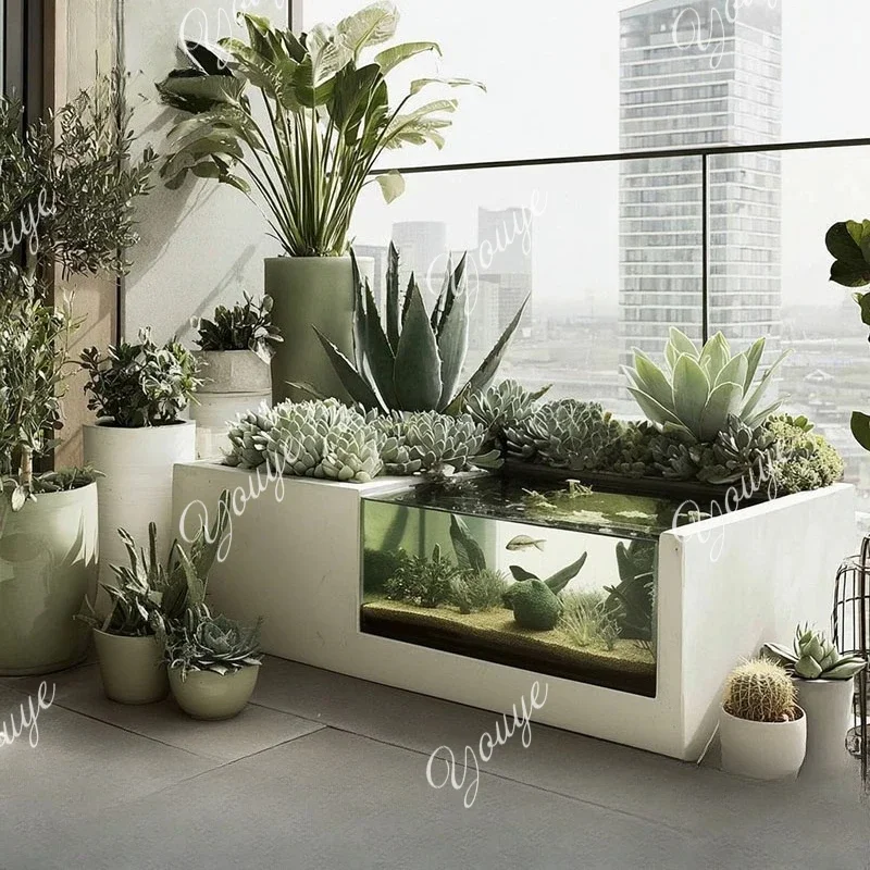 A19 stainless steel circulating flowing water fish pond flower box courtyard outdoor balcony garden landscape flowing  fish tank