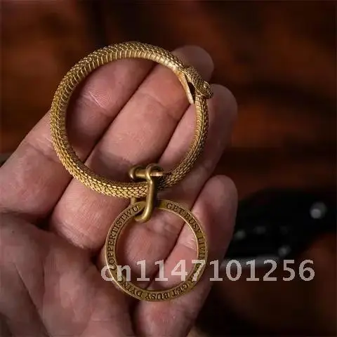 

Brass Ouroboros Snake Key Ring Retro Snake Keychain Snake Pendant Copper Snake Car Hanging Snake Bite Ring Accessory