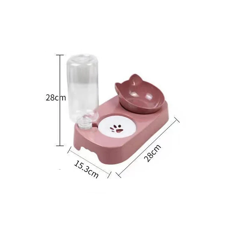 Pet Cat Bowl Double  Bowl Feeder Pet Automatic Water Dispenser Drinking Cat Food Rice Basin Anti Overturning Dog Bowl