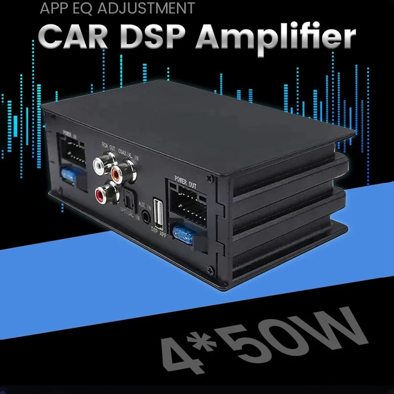 4X50w Car DSP Amplifier Processor Support 10 EQ Sound Effects Digital Sound Processors Plug And Play Audio Power Amp Easy To Use