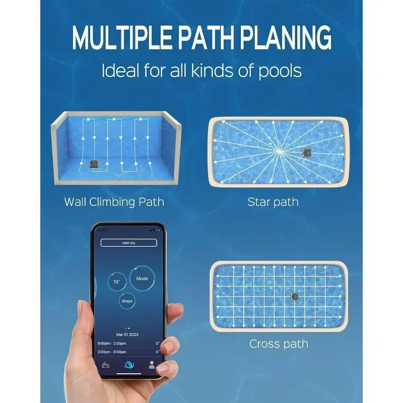 Nettoyeur de piscine robotique d'escalade murale avec technologie de navigation intelligente, indicateur LED, aspirateur automatique pour piscines enterrées