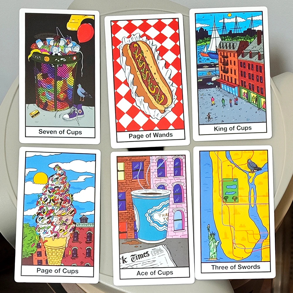 Tarot de Nueva York: Mazo de 78 cartas de 12*7 cm con temática de la Gran Manzana – Cartas de tarot modernas con temática de la ciudad de Nueva York para místicos urbanos