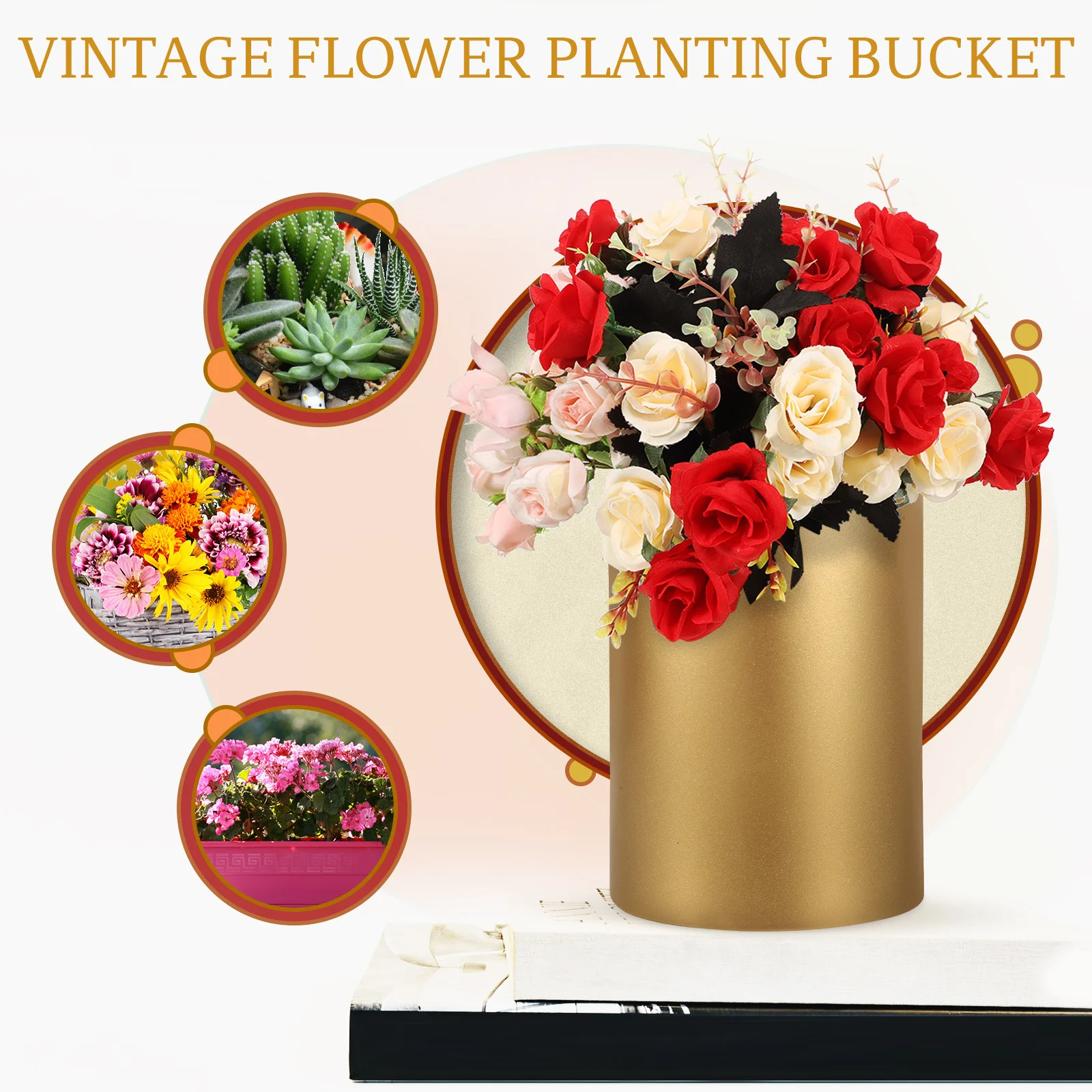 

Vintage Rustic Iron Flower Bucket Metal Vase for Wedding Decoration Flower Arrangement Home Use Wedding Decoration Vase