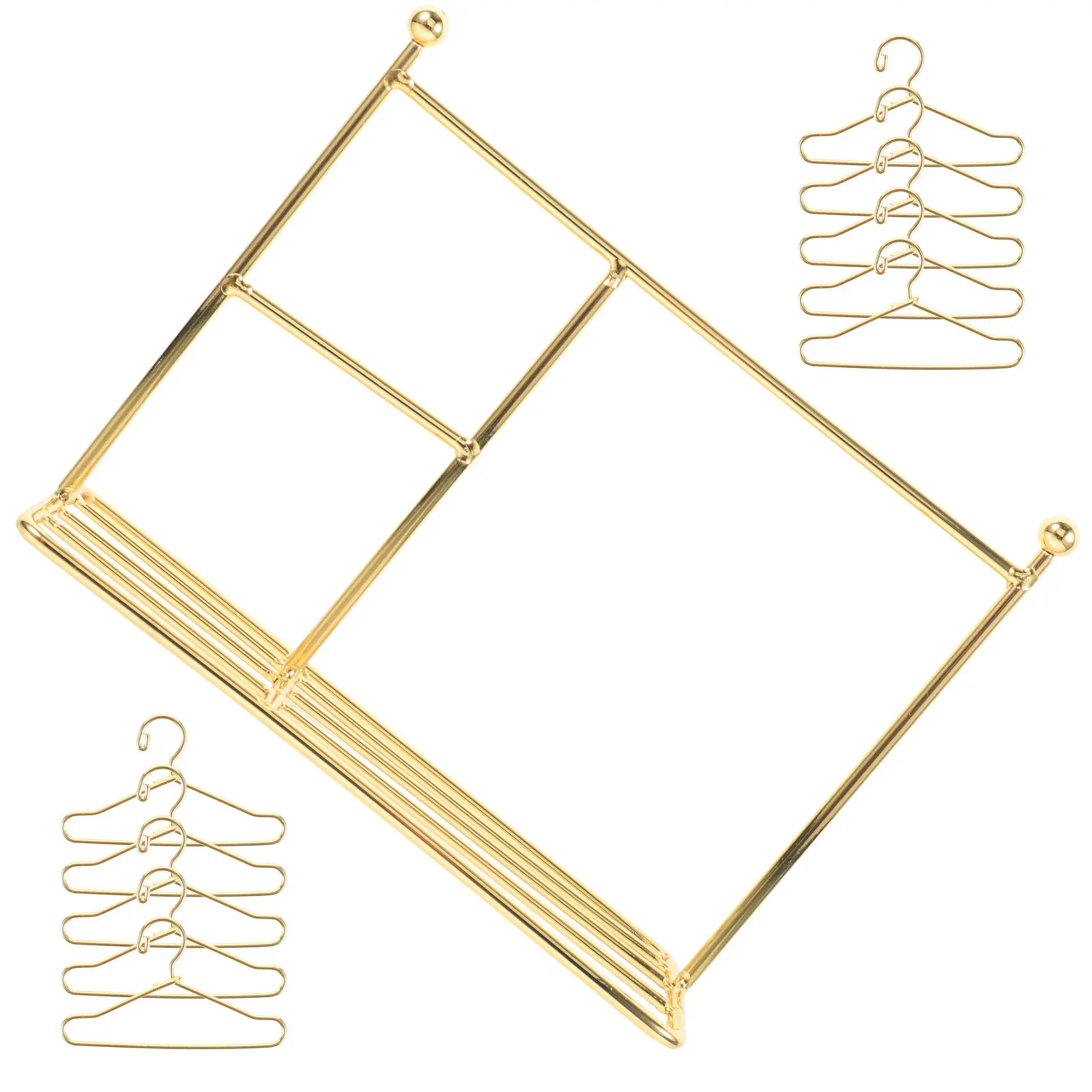 

Набор миниатюрных металлических вешалок для одежды, мини-стойка для демонстрации одежды, декор для кукольного домика, украшение для офиса, декор для женского стола