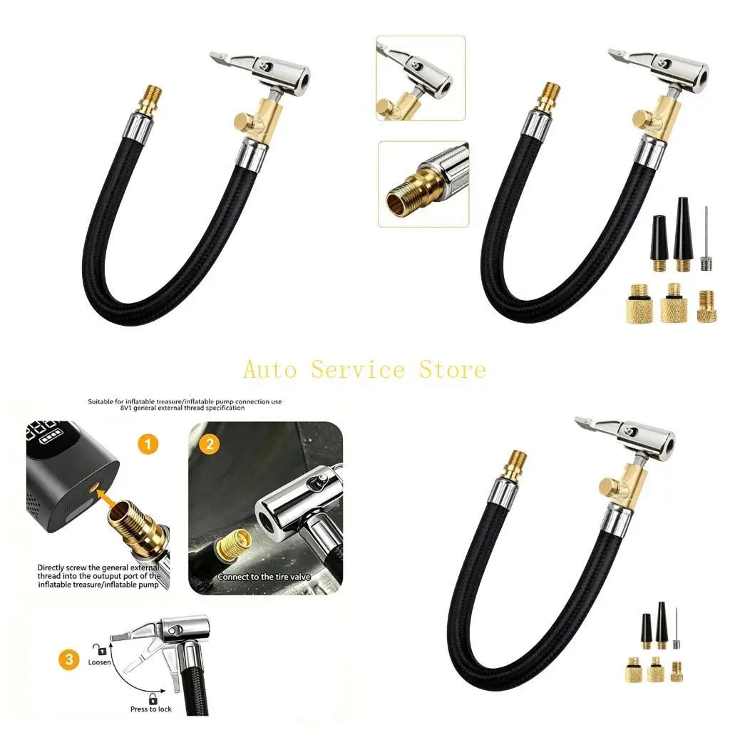462A Car Tire Inflator Hose Inflatable Air Pumps Extension Tube Adapter Twist Chuck