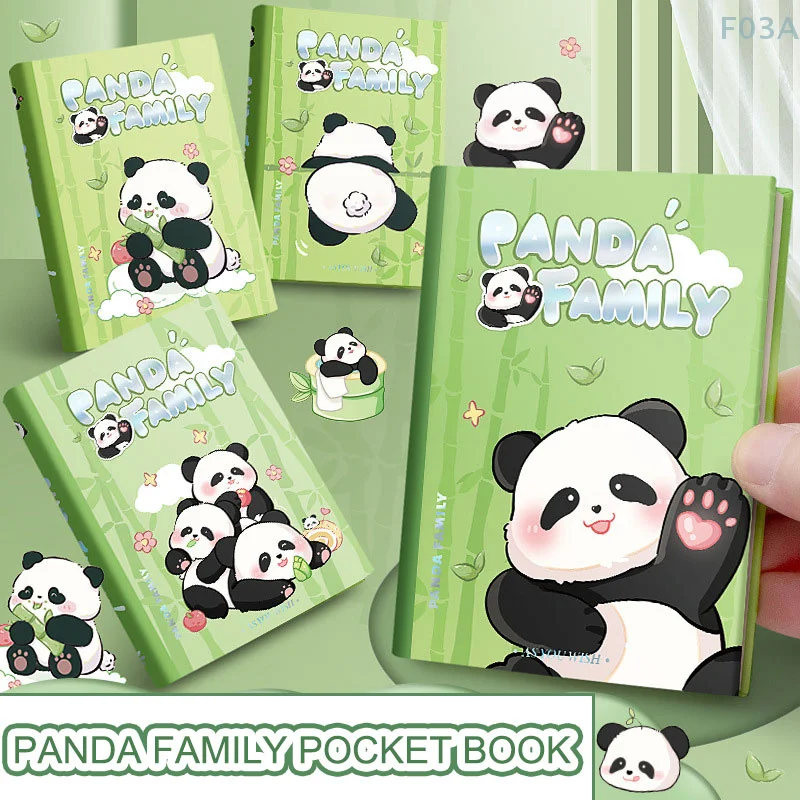 Panda Family Pocket Book A7 Notebook Mini Notebook Hardcover Handbook Student Blank Draft Notepad