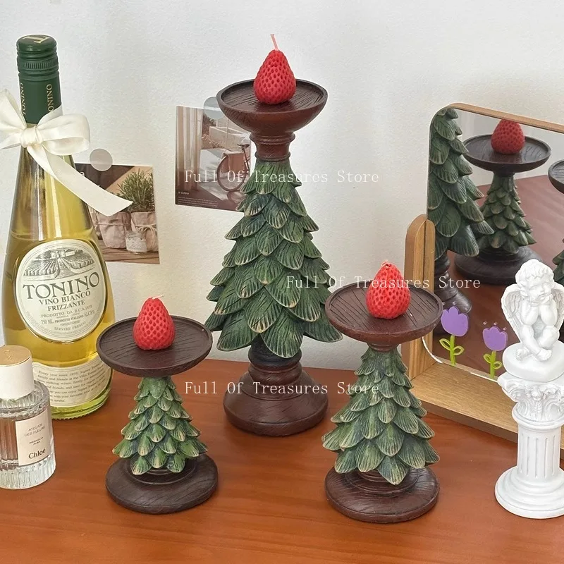 American retro Christmas tree candle holder ornament ins dining table atmosphere scented candle holder Christmas decoration - Image 2