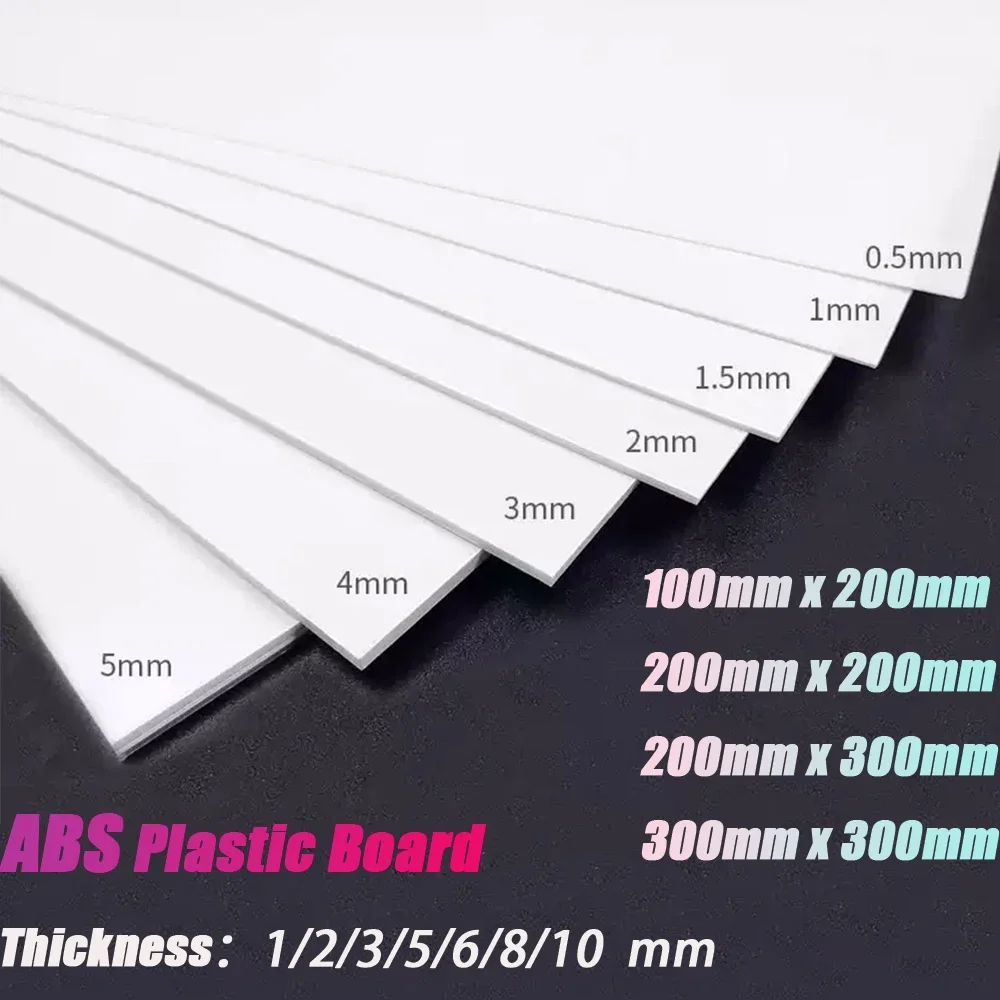 1-3Pcs  Thickness 1/2/3/5/6/8/10mm White/Black ABS Plastic Board  Model Flat Sheet Material for DIY Model Part Accessories