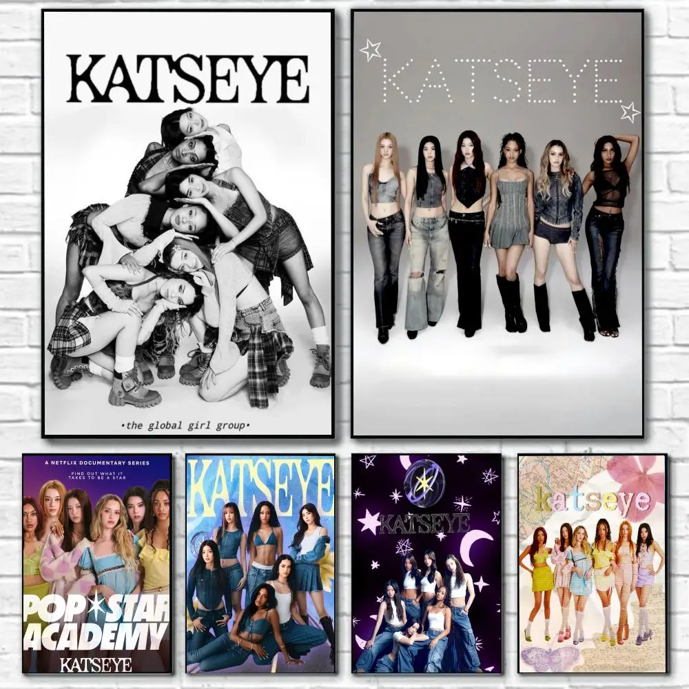 

Плакат известной K-pop группы K-KATSEYE, декор для стен комнаты, водонепроницаемые наклейки для украшения дома, бара, спальни