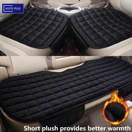 Imagen 1 del producto AUTO PLUS-funda de asiento de coche cálida Universal, cojín de felpa corta, cojín de asiento de silla suave con bolsillo, Invierno