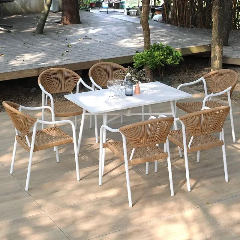 Outdoor rattan table and chair casual dining table and chair outdoor rattan chair furniture combination