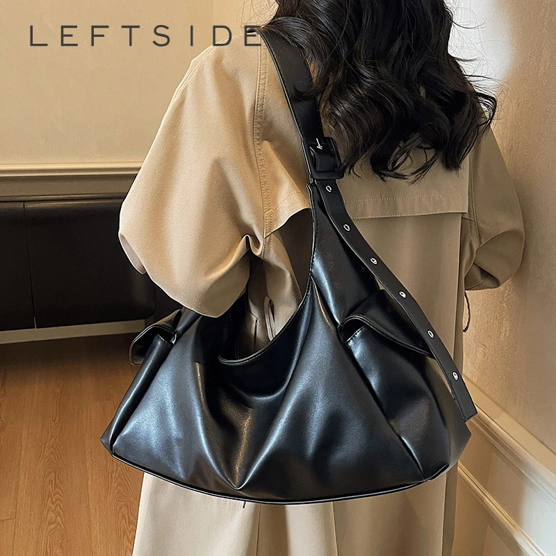 

Левая сторона, женская большая вместительная сумка на плечо из искусственной кожи, зима 2022, мягкая сумка-тоут в стиле ретро, роскошные дизайнерские новые трендовые брендовые сумки