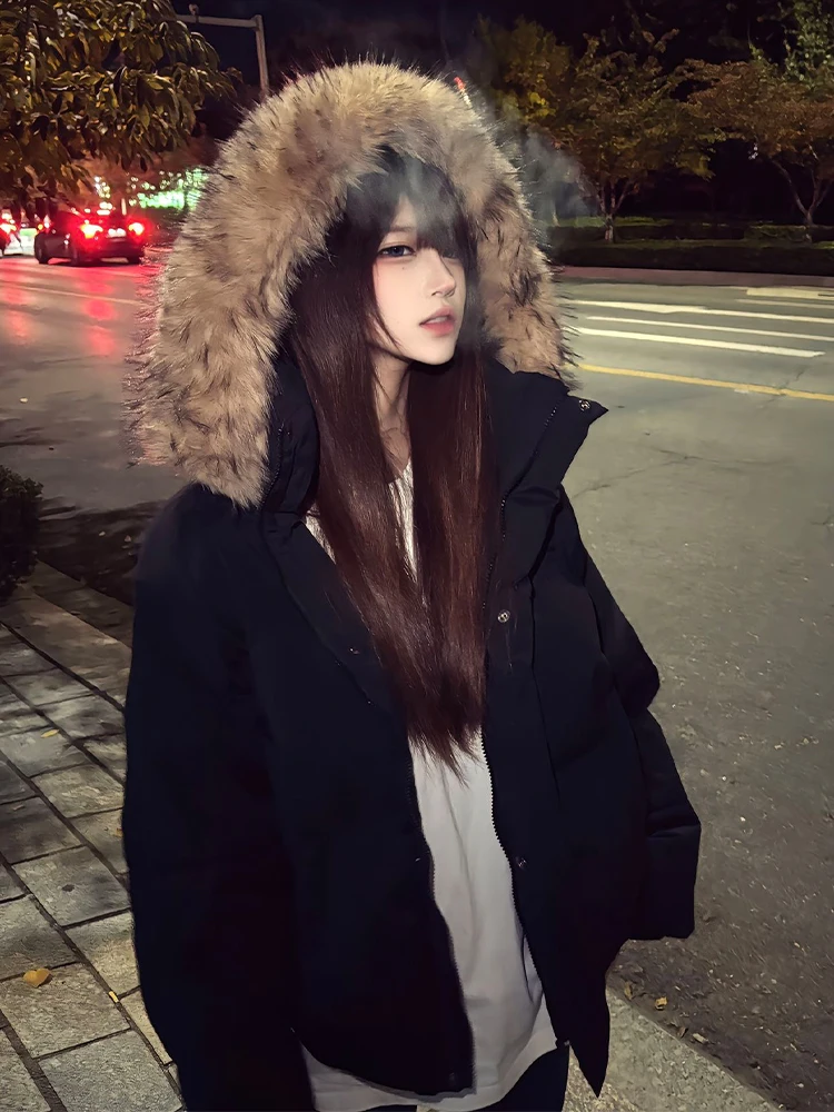 

Bla American ort Bread Sle Thiened, мужское зимнее хлопковое пальто с меховым воротником, крутое высококачественное пальто High Street