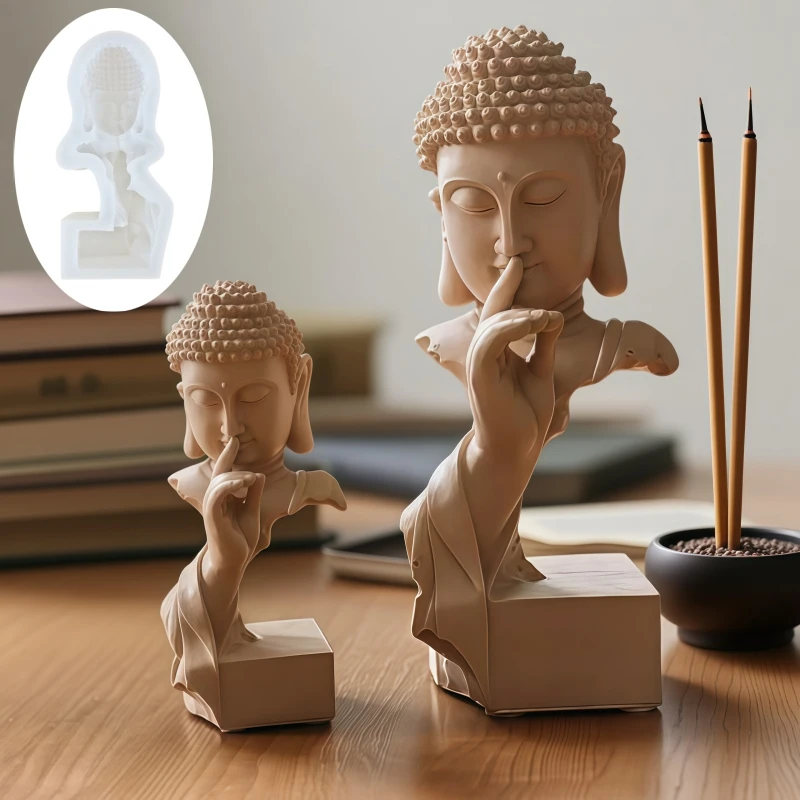Closed eye prayer Buddha statue shape candle silicone mold Maitreya Buddha resin mold blessing prayer Buddhist monk mold
