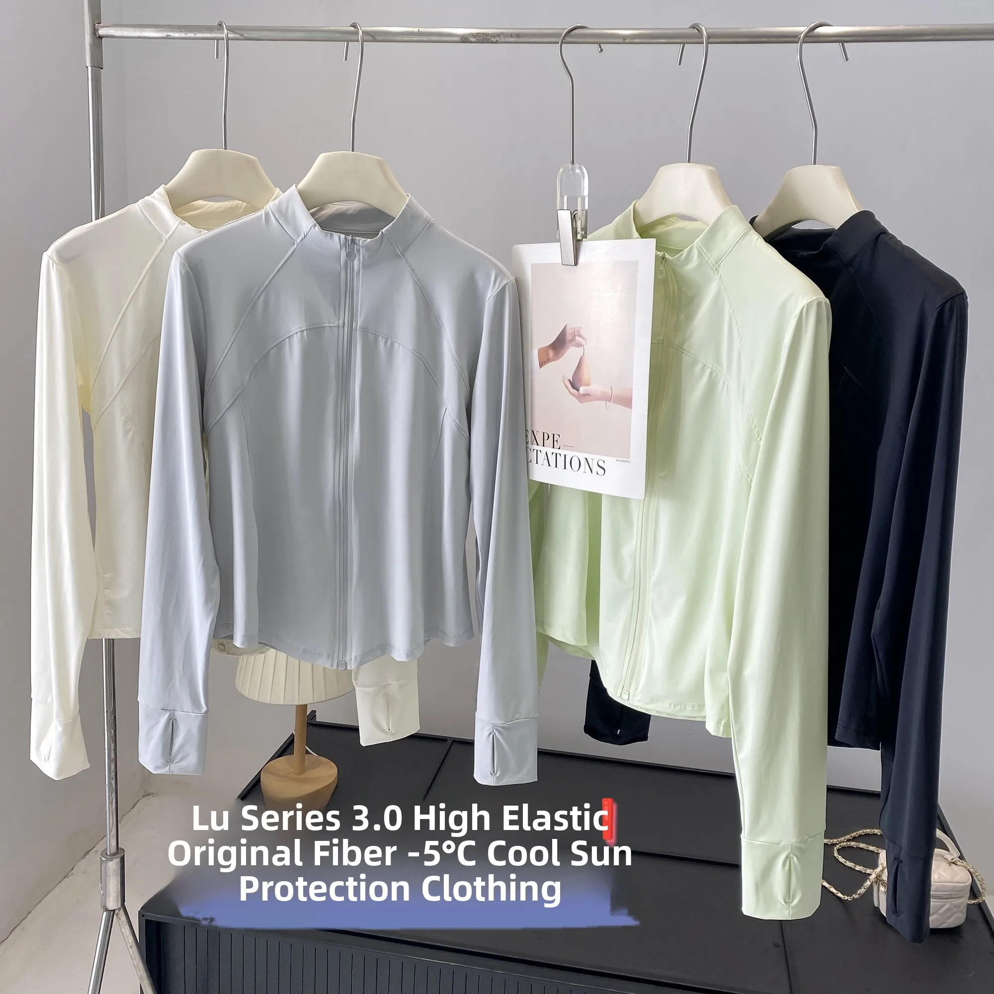 

Sun Protection Original Yarn Clothing Cool Feeling Small Collar Shoulder Length Outerwear Slimming Short Style for Women
