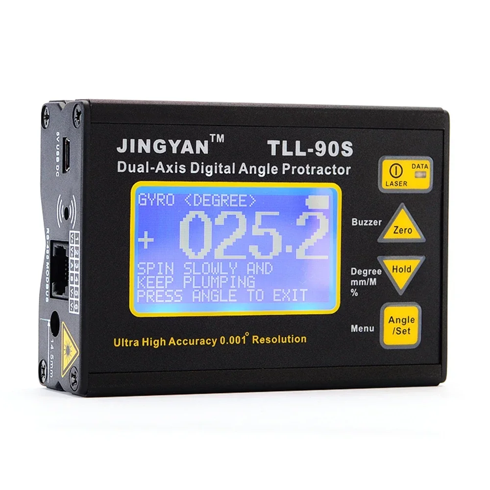 TLL-90S Super High Precision Angle Meter 0.005 Professional Dual-axis Digital Laser Level Inclinometer with LCD Display