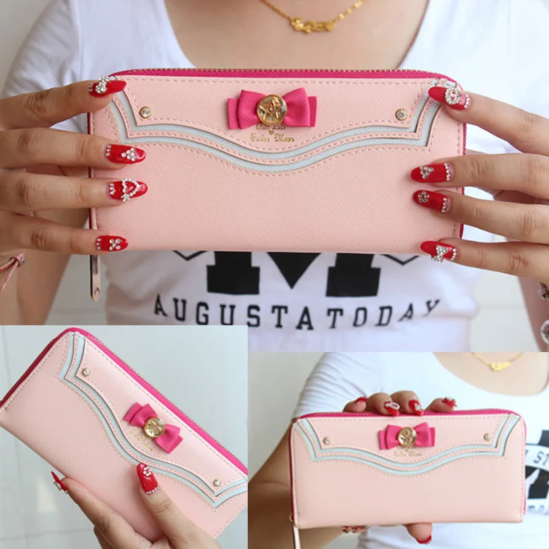 Portafoglio donna New Fashion Bow Sailor Moon Women Long Change Purse Bow portafoglio pochette porta carte borse femminili Carteira Feminina