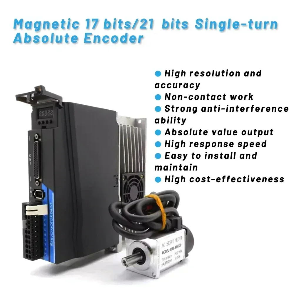 Kit driver servomotore AC 0.1KW-1KW Encoder assoluto magnetico 17/21bit 3000 giri/min EtherCAT/CANopen per servo flangia 40/60/80mm