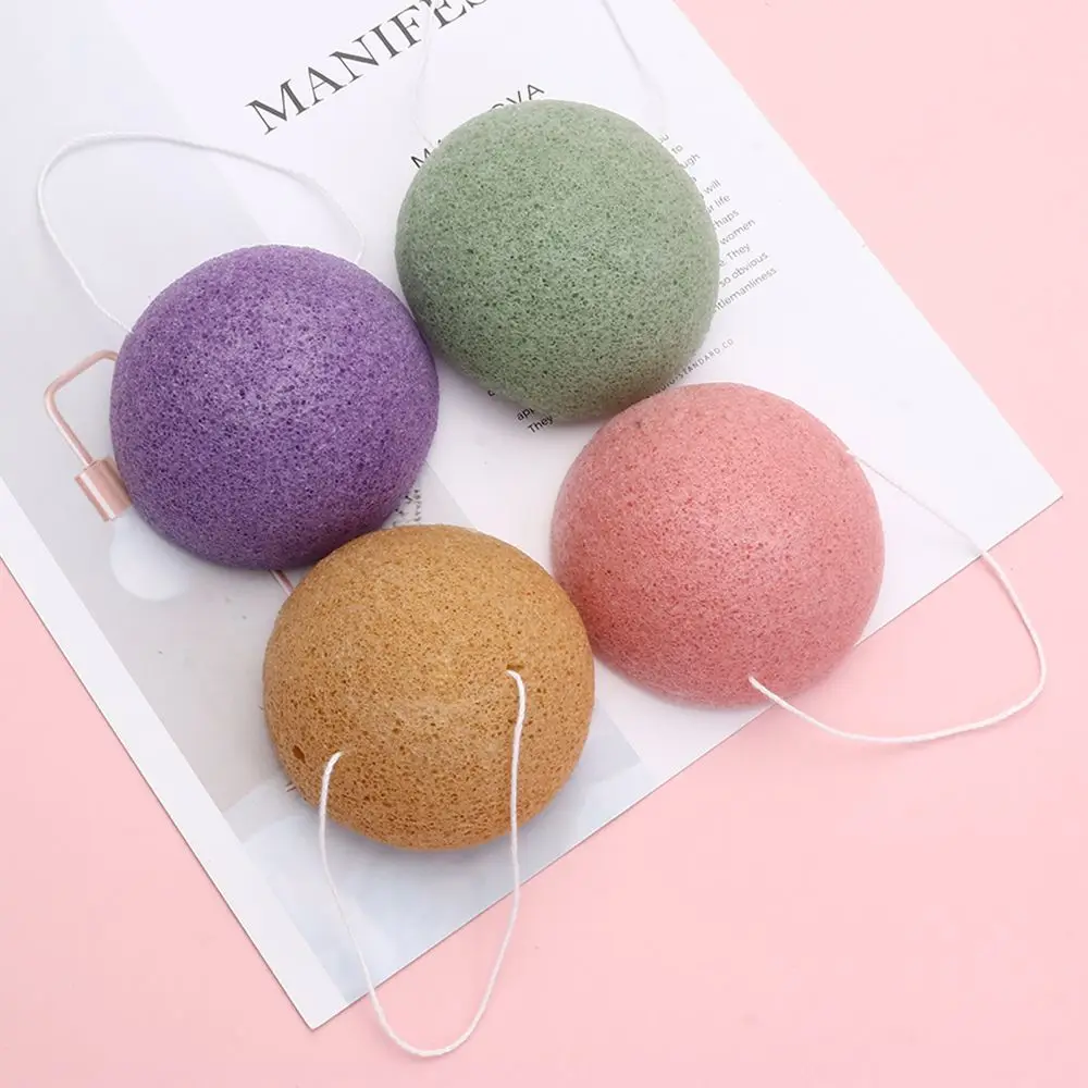 1PC Konjac SpongeFace Wash Cleaning Sponge Round Facial Cleansing Exfoliator Wash Flutter Fiber Tools