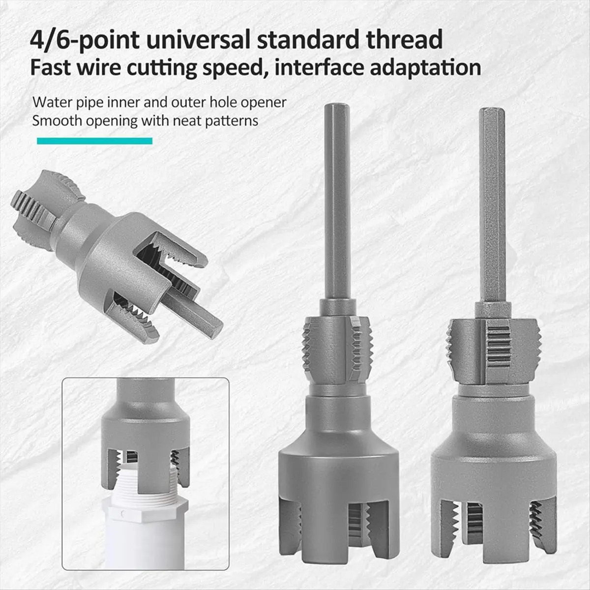 Integrated Internal & External Pipe Threading Tool, Pipe Thread Cutting Tool, for Electric Drill (1/2&3/4inch)