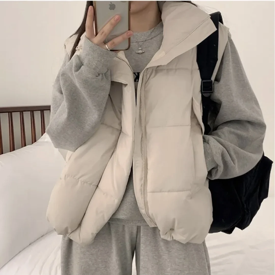 

Женский шикарный осенне-зимний свободный универсальный пуховый хлопковый жилет, куртка, верхняя одежда, хлопковый топ, модный топ для поездок на работу, без бренда