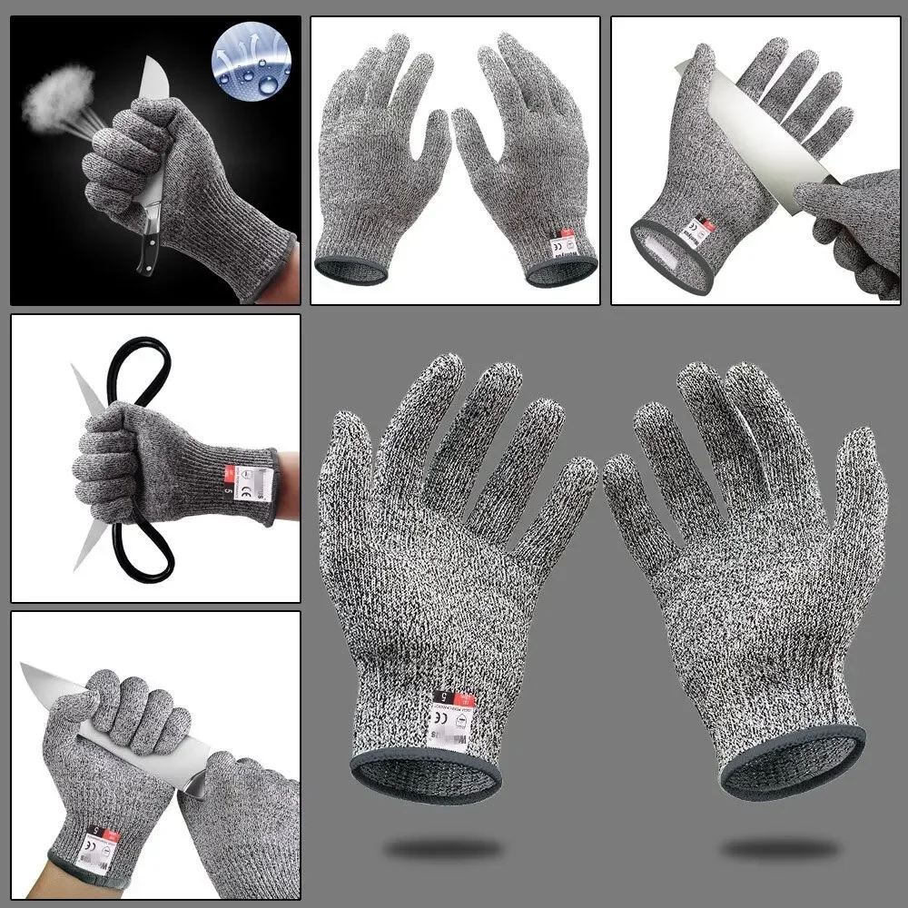 Gants de sécurité anti-coupure pour jardin PE niveau 5, haute résistance, anti-rayures, coupe de verre polyvalente, cuisine industrielle, jardinage