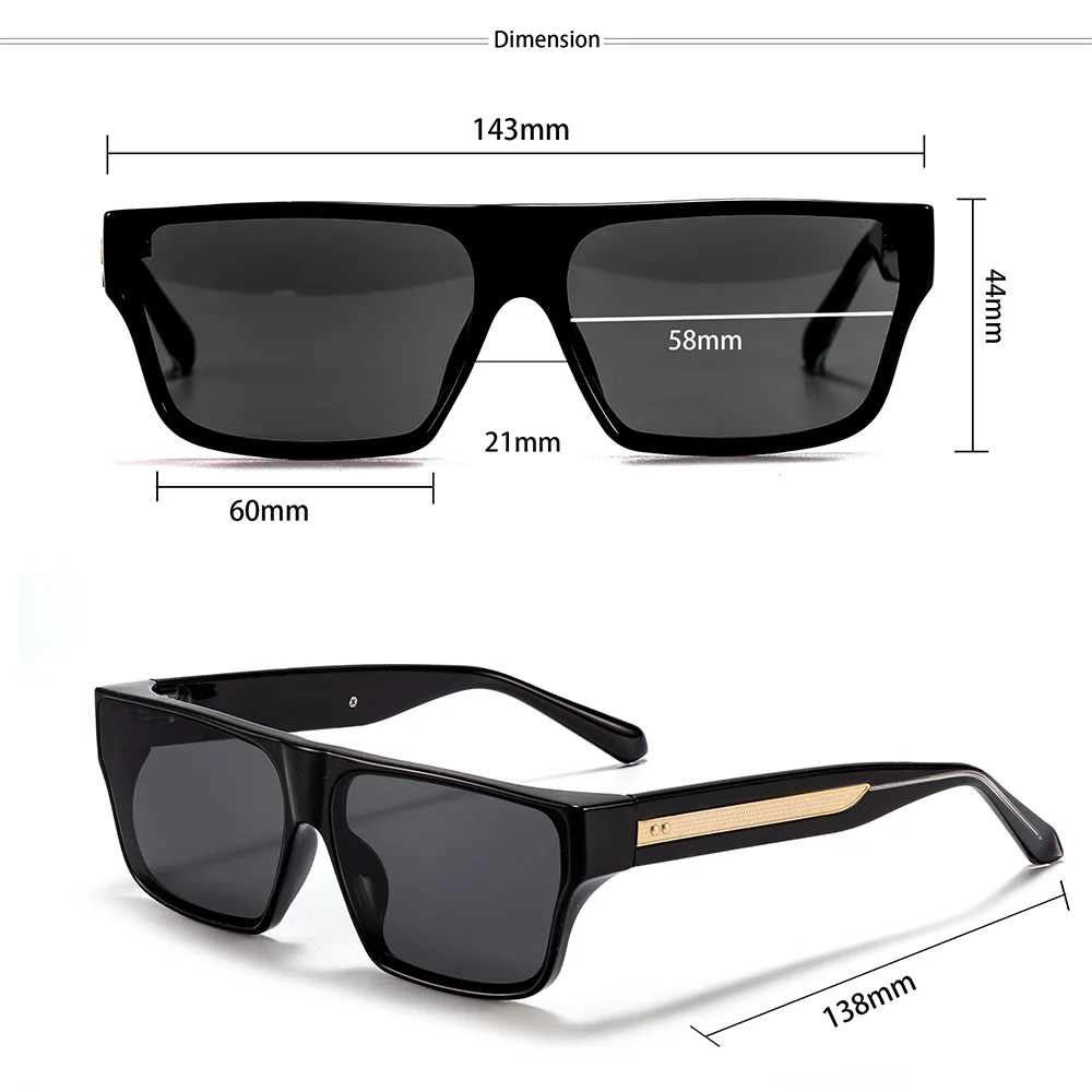 CATERSIDE Men Fashionable Sunglasses Thick Square Frames Personalized Design Outdoors Travel Versatile Essential Glasses UV400 image 5
