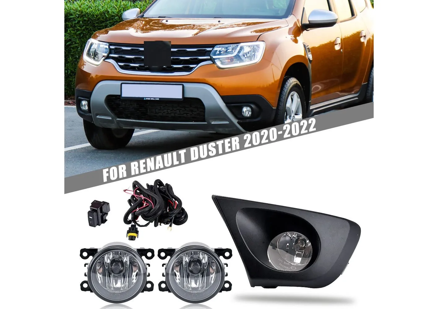 

Front Fog Lamp Hardware Halogen Headlamp Bumper Light Set for Renault Duster 2020 2021 2022