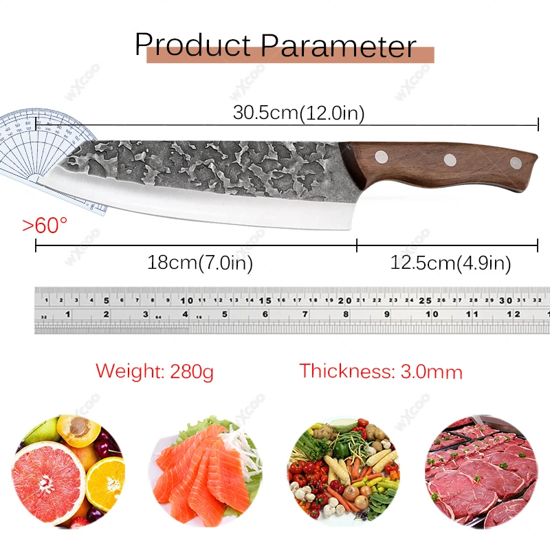 Stainless Steel Household Chef Knife Sharp Chopping Slicing Knives Multi-purpose Kitchen Meat Cutting Knife with Cover