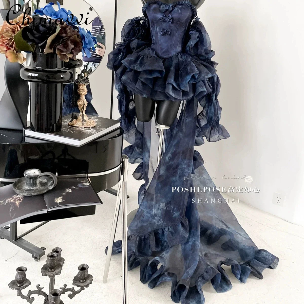 Princess Style Lolita Trailing Dress for Women Spring Summer New Sexy Girl Tube Top Birthday Party Dress Elegant Fluffy Dresses - Image 4