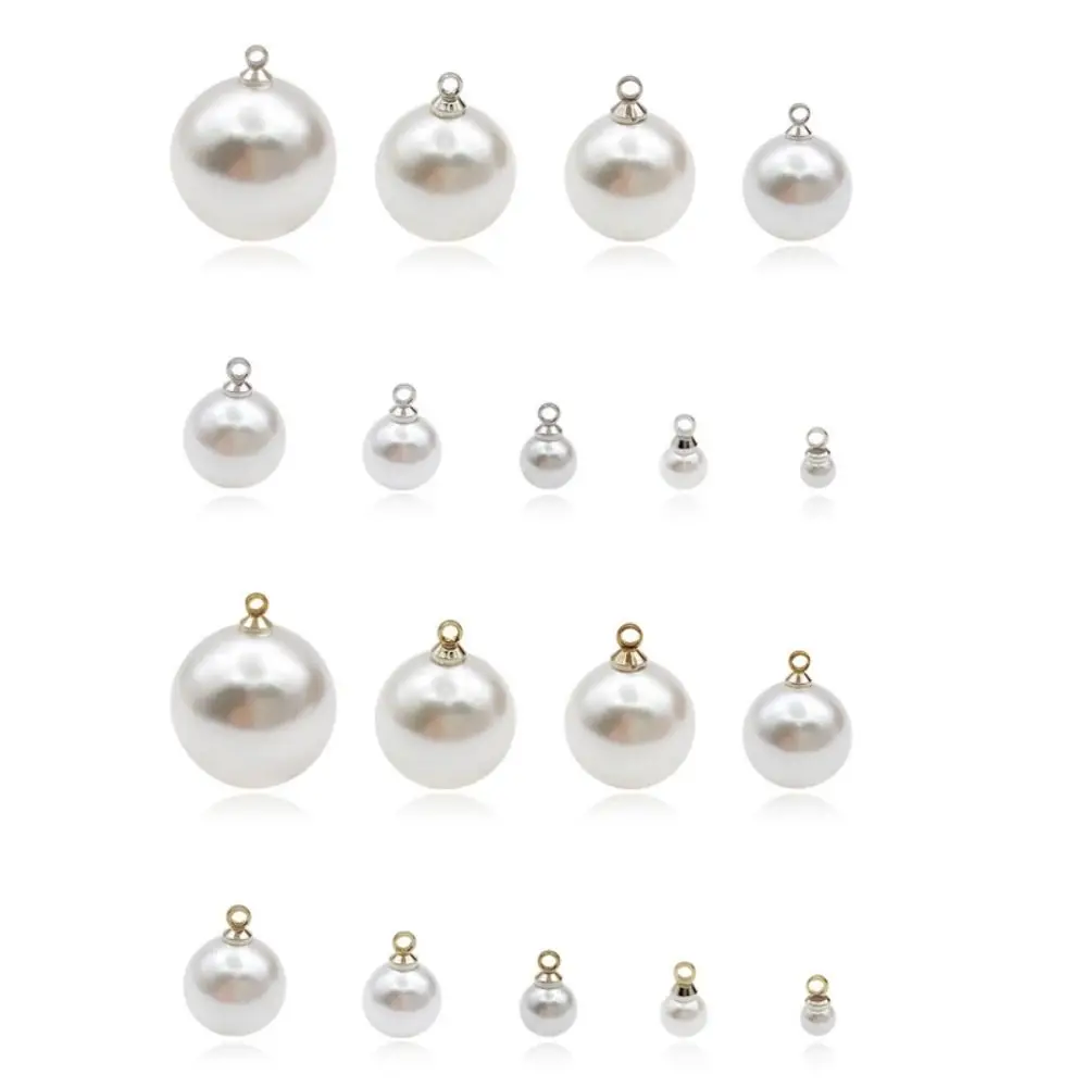 10PCS Clothes Decor Artificial Pearl Jewelry ABS Handmade Pearl Buttons for Sweater Alloy Faux DIY Dangle Earrings Pendant Gift